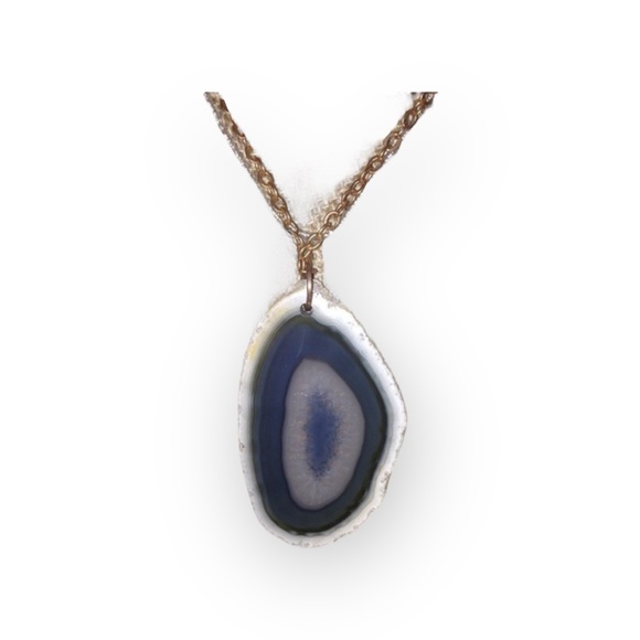 new Robert Rose ✲ Polished Agate Slab Statement Necklace ✲ Rose Gold Link Chain - Picture 2 of 16